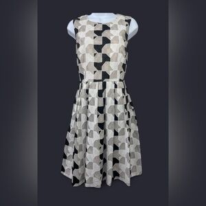 Calvin Klein Black and Cream Geometric Midi Dress